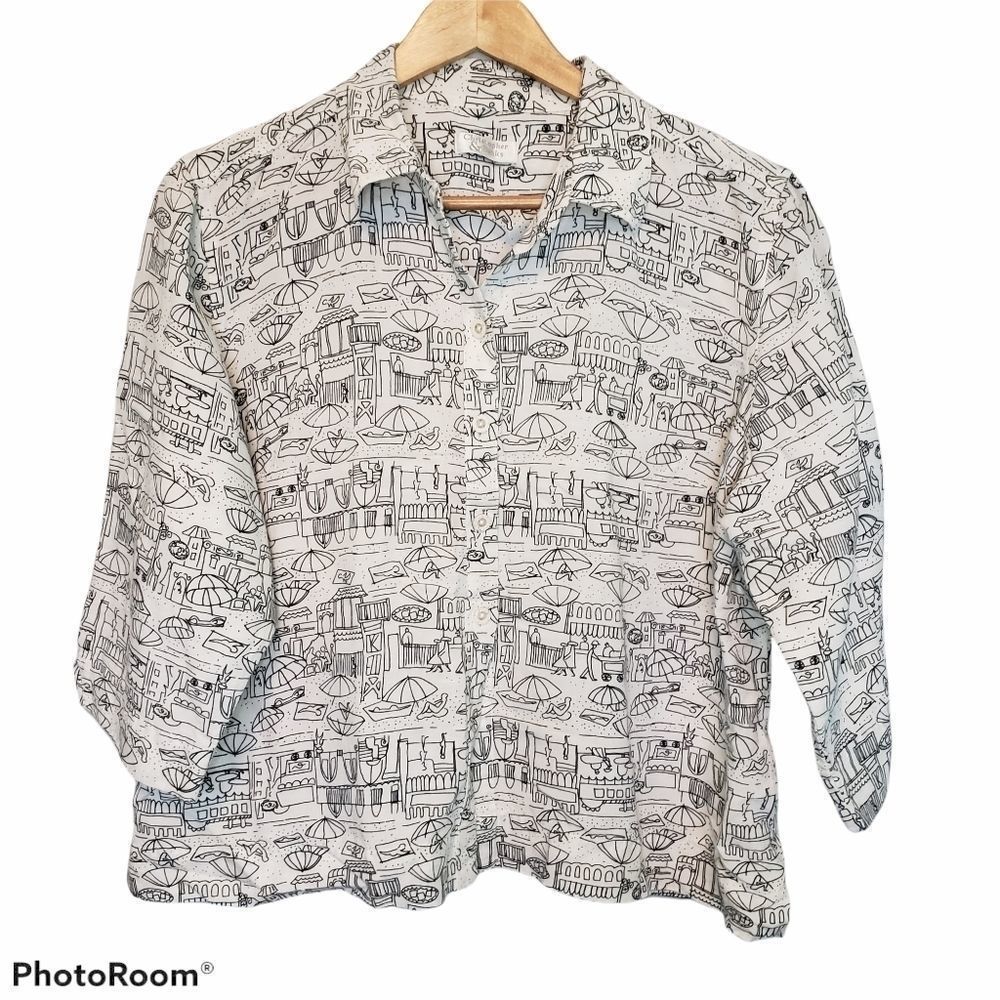3 for $25 Christopher & Banks Beach French Riviera White Top